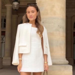 Theory White Tweed Blazer